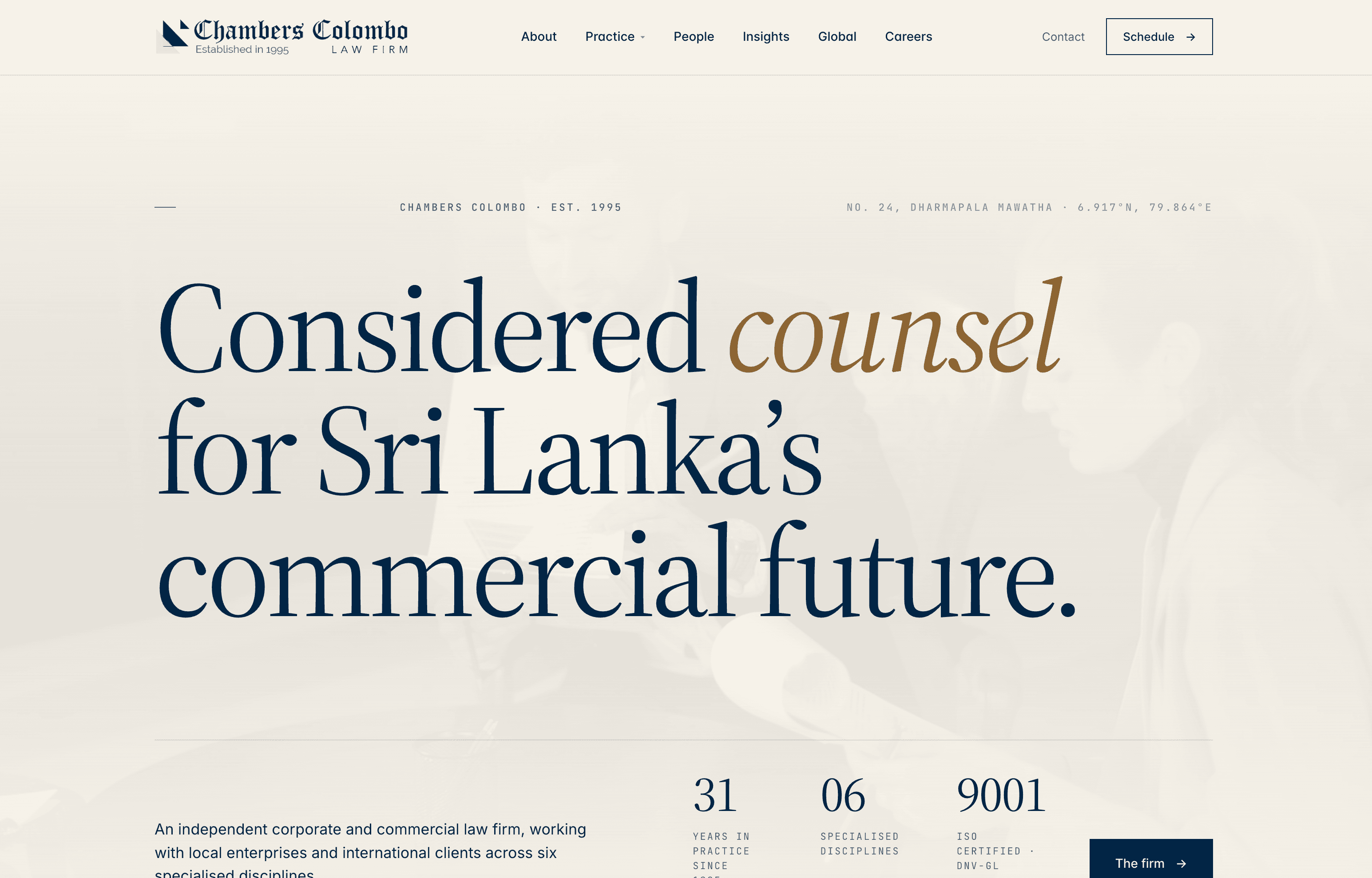 Chambers Colombo homepage